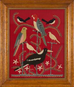 An Australia wool work bird picture, 19th century