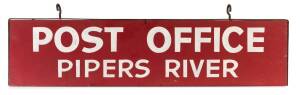 Pipers River doubled sided timber Post Office sign, early 20th century