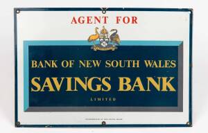 Bank of New South Wales enamel sign on tin, 20th century