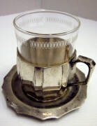 Austrian Silver. Set of 6 continental silver glass holders and matching saucers (with glasses). Silver weight 1080grams