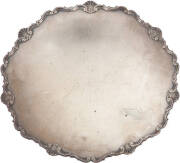 Sterling Silver tazza. Circular form with ornate scroll work rim. Stamped 925 Sterling Silver Argentina. 27cm