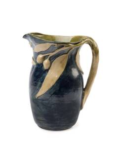 MERRIC BOYD Pottery vase with applied gumnuts and leaves