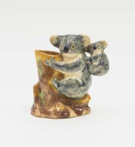 GRACE SECCOMBE Pottery koala figure group vase