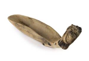 WILLIAM RICKETTS Pottery coolamon&nbsp;with applied Possum and Aboriginal head