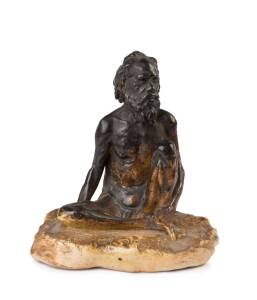 WILLIAM RICKETTS Pottery sculpture of a seated tribal elder