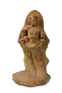 WILLIAM RICKETTS Pottery fountain piece sculpture depicting Ricketts embracing Aboriginal children 