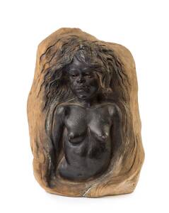 WILLIAM RICKETTS Pottery sculpture of Evening Star with four young Aboriginal faces on reverse