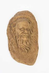 WILLIAM RICKETTS Pottery wall plaque of a bearded elderincised W. m Ricketts