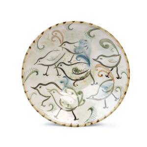NEIL DOUGLAS Lyre bird pottery bowl circa 1950 inscribed Arthur Merric Boyd