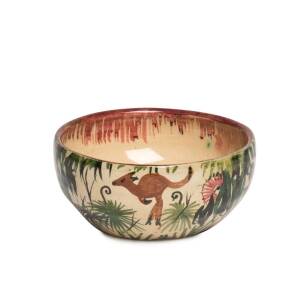NEIL DOUGLAS & ARTHUR MERRIC BOYD An earthenware glazed bowl with a kangaroo among gumtrees, waratahs and a gecko