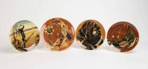 MARTIN BOYD Four pottery plates with Aboriginal portraits and designs