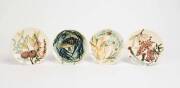 MARTIN BOYD Four pottery plates with fruit, floral and marine designs