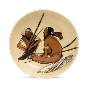 MARTIN BOYD Pottery fruit bowl with&nbsp;Aboriginal&nbsp;warriors