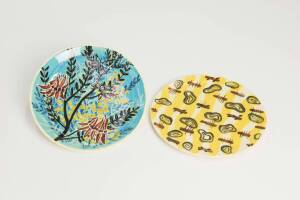 MARTIN BOYD Two pottery plates with Sturt Desert Pea