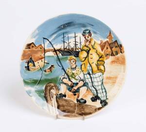 MARTIN BOYD Pottery plate with fishing scene 