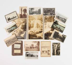 Postcards collection of predominantly Australian real photo vintage postcards including group of four photo series giant postcards and 19th century photographs