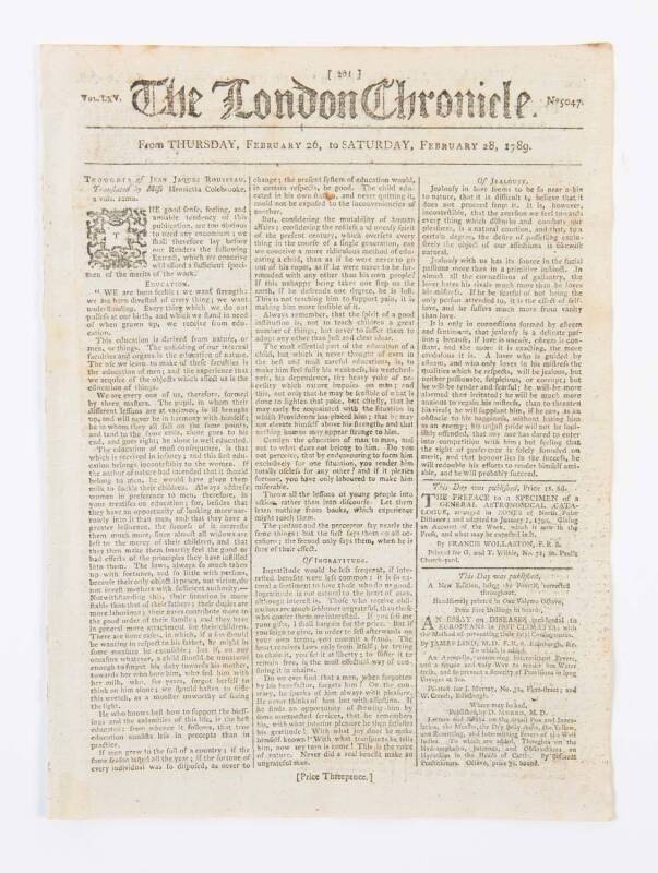 FIRST FLEET & BOTANY BAY: THE LONDON CHRONICLE. The first printed accounts of the Expedition to and the Settlement at Sydney Cove, in issues of the London Chronicle newspaper issued in early 1789:  February 26-28, 1879: Regarding the safe arrival of Commo