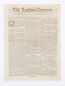 FIRST FLEET & BOTANY BAY: THE LONDON CHRONICLE. The first printed accounts of the Expedition to and the Settlement at Sydney Cove, in issues of the London Chronicle newspaper issued in early 1789:  February 26-28, 1879: Regarding the safe arrival of Commo