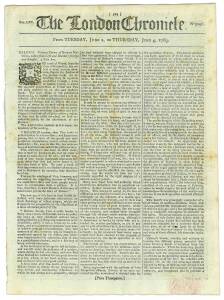 FIRST FLEET & BOTANY BAY: THE LONDON CHRONICLEJune 2-4, 1789: This edition includes an "Extract of a Letter from Botany Bay, received by the Golden Grove Transport, Captain Sharp, now at Corke.""The Governor's commission....had so little effect on the con