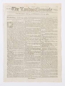 FIRST FLEET & BOTANY BAY: THE LONDON CHRONICLEJune 23-25, 1789: This edition features a small and intriguing article about "the dispute between the Governor and Lieutenant Governor of the new settlement at Botany Bay." (Governor Phillip, Lieutenant-Govern