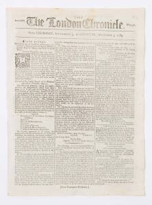 BOTANY BAY & THE NATIVE INHABITANTS: THE LONDON CHRONICLESeptember 3-5, 1789: This edition contains two fascinating entries; the first being news carried by a Dutch ship, recently arrived from China, having met a ship from Port Jackson while en route at a