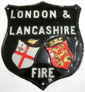 English Fire Insurance signs, painted on tin. "Liverpool & London" x2, "Liverpool & London & Globe / 1836" x 7, "London & Lancashire / Fire" x2 and "Royal" x1. Attractive in mixed condition, quantity may suit trader.