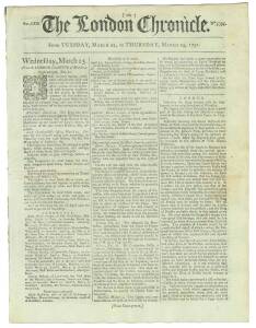 SOME STATISTICS FROM NEW SOUTH WALES: THE LONDON CHRONICLEMarch 22-24 & 24-26, 1791: Two editions which provide fascinating statistical insight into the fledgling Colony, including:Convicts shipped: 2,029Convicts intended to be sent in the ships now under