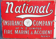 ENAMEL SIGNS: Vintage and antique advertising signs for "National Insurance Company of N.Z Limited Fire Marine & Accident", "Law Union & Rock Insurance Company LTD. Fire-Accident", "Neptune Assurance Co. LTD....". Approx 40 x 30cm each. G/VG condition. - 3