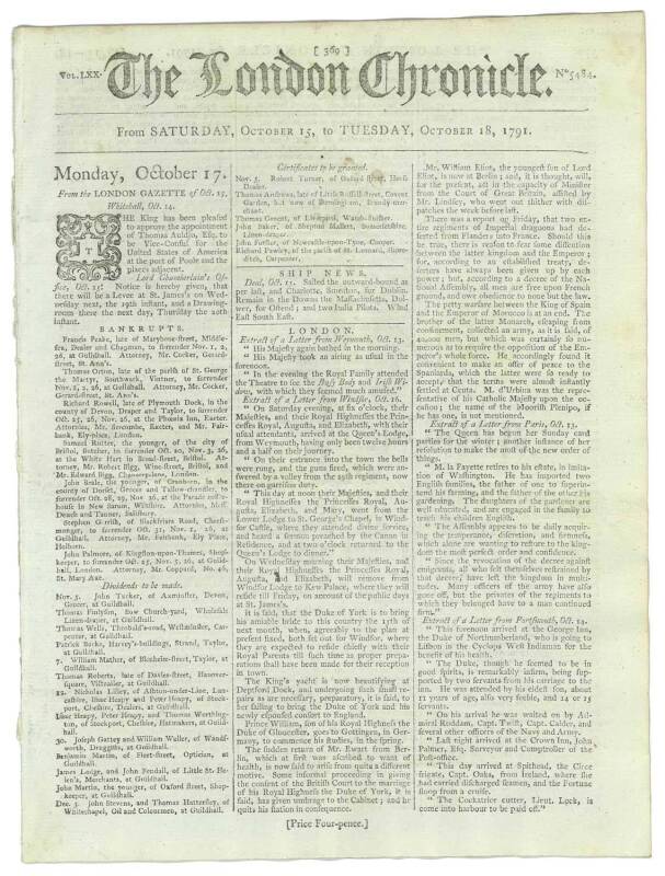 A LETTER FROM A CONVICT TO HIS WIFE: THE LONDON CHRONICLEOctober 15-18, 1791: A convicted highway robber sent to Botany Bay "for the term of his natural life" writes from Port Jackson "...If you can send me any thing without distressing yourself, soap and