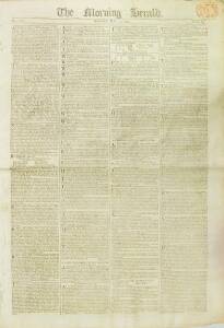 THE MORNING HERALD, London: 1805 A group of complete editions of this large-format newspaper, each of which carries news or information from Botany Bay, which "may give some idea of the state of society in this extraordinary colony...." The Feb.28 edition