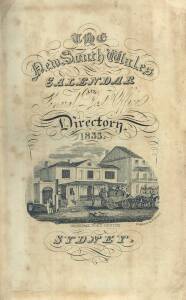 STEPHENS & STOKES: "New South Wales Calendar and General Post Office Directory, 1833." [Sydney: December, 1832.] with folding map, engraved title-page with view of the GPO two folding tables, two folding plates (one hand-coloured), map of Mount Victoria, 