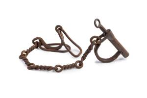 Convict leg irons with rare twisted link chain, 19th century