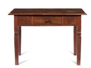 A rustic Australian one drawer side table, eucalyptus with kauri and red pine secondary timbers, 19th century