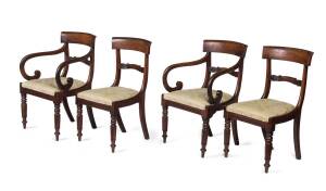 A set of 4 late Regency spade back mahogany dining chairs, circa 1820