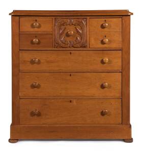 A kauri and huon pine seven drawer chest, circa 1880