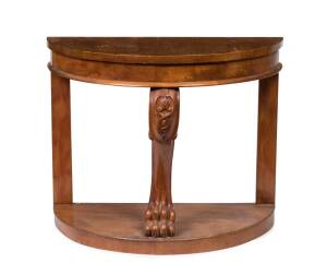 A huon pine demi-lune hall table, 19th century&nbsp;