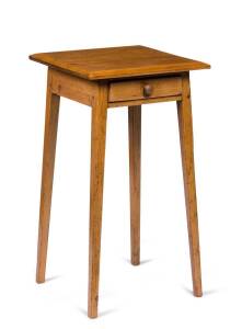 A pine one drawer side table with square tapering legs, Barossa Valley, South Australia, 19th century