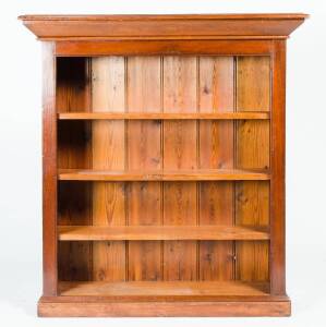 DWARF BOOKCASE: Australian cedar & pine. Height 114cm, width 108cm, depth 31cm