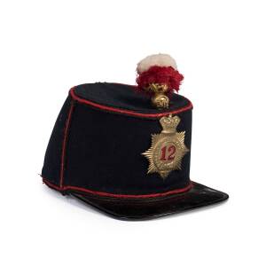 A 12th Light of Foot forage cap shako with Queen Victoria cipher, mid 19th century