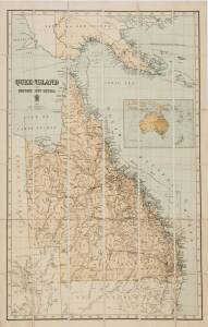 "QUEENSLAND and BRITISH NEW GUINEA 1897" large format map printed by the Surveyor General's Office, Brisbane; in 36 sections laid down on stiffened linen. Overall 103 x 69.5cm.