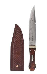 A 19th Century Bowie knife with coffin handle, blade marked "M.Price, San Fran." This knife is in the style of John Brown who made the original Bowie knife for Jim Bowie who was killed at the Alamo, Texas