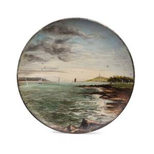 AMELIA BURROWS (1860-1927)Tasmanian scene oil painting on tin plaque