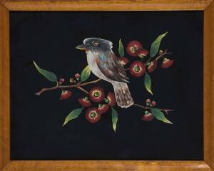 A folk art Kookaburra painting on silk, early 20th century 