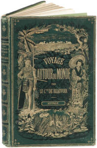 "Voyage Autour du Monde - Australie" by Ludovic de Beauvoir [Paris, 1879], 292pp, numerous engravings throughout, gold-embossed green cloth; new end papers and other repairs.