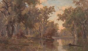 JAMES WALTHAM CURTIS [1839-1901]: River Scene, oil on canvas, 29 x 49 cm  