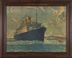 Circa 1920s, "SS Empress of Australia" vintage posterartwork by Leonard Richmondhoused in oak frame with gilt title