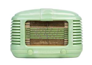 Astor Mickey green bakelite mantel radio with clouds 