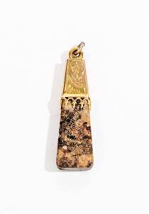 An Australian gold mounted marble fob, unmarked