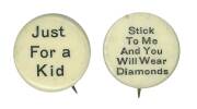 c1896 Dewar's Whisky advertising badges/pins (8), humorous messages including "Wink If It Is Yes", "Where Do You Spend Your Evenings" & "Fine as Silk". Made by Whitehead & Hoag (USA), five with original backing paper. G/VG.