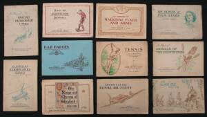 c1916-94 Players cards, noted 1935 "Kings & Queens of England" [50]; 1935 "Aeroplanes (Civil)" [50]; 1938 "Aircraft of the Royal Air Force" [50]. Fair/VG. (Total c1150).